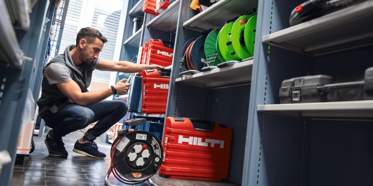 Hilti ON!Track smartphone, crib manager, warehouse manager, check inventory, add item, warehouse, transfer, identify