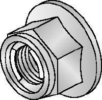 M12-F-SL-WS 3/4 hexagon nut hot-dip galvanised (HDG) hexagon nut with self-locking mechanism used with all MI connectors